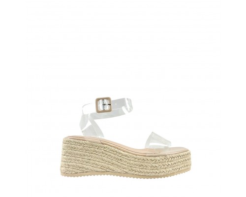 Sandalia Alpargata Plataforma Transparente